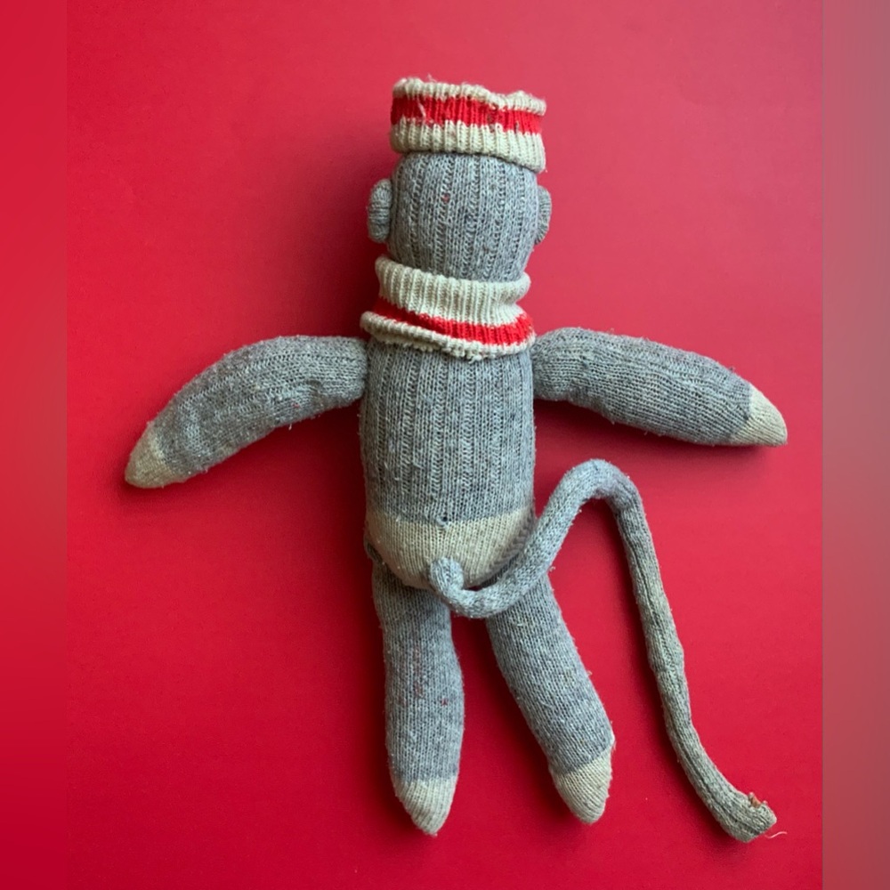 Vintage Gray Knit Sock Monkey - Picture 6 of 12